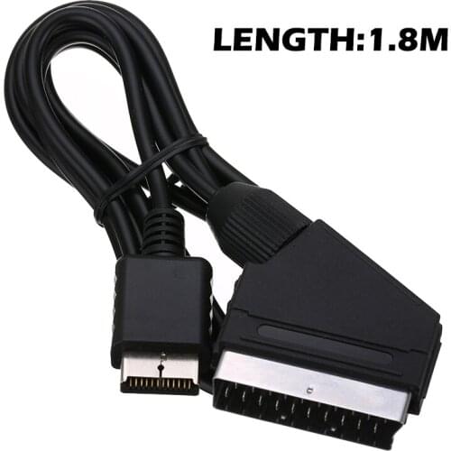 1.8m RGB Scart Cable Compatible for PS1 PS2 PS3 Console TV AV Lead Replacement Cord Slim line Game Cable TV Avline Adapters