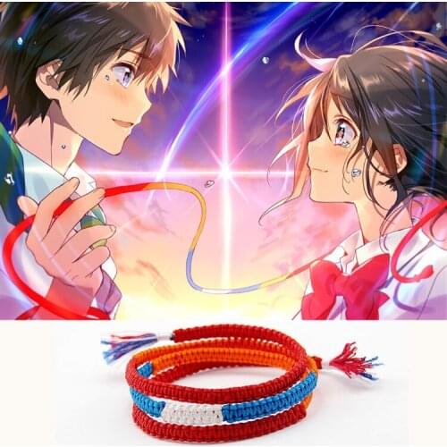 Kimi no Na wa Your Name Mitsuha Miyamizu Taki Tachibana Cosplay rope Bracelet Handmade ornaments