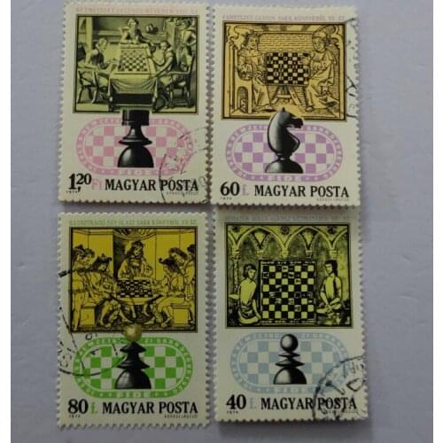 4PCS Hungary 1974 chess R2 ， Post Stamps Postage Collection