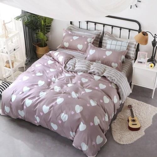 Cartoon Pink Love Printed symbol Bedding Sets 3/4pcs Childrens Boy Girl And Adult Bed Linings Duvet Cover Bed Sheet Pillowcase