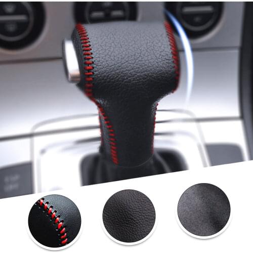 Muchkey Leather Gear Knob Stick Covers AT For VW GOLF 2008-2011 T0URAN 2008-2010 Tiguan 2008-2010 Non-slip Automatic Shifter