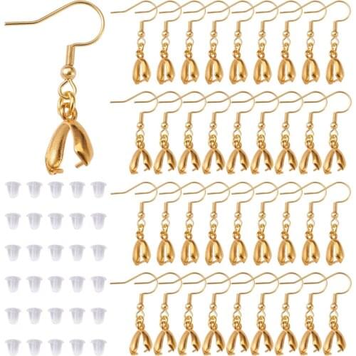 1Box 304 Stainless Steel Earring Hooks Brass Ice Pick Pinch Bails Open Jump Rings for Jewelry Making Earrings DIY Supplies Kit