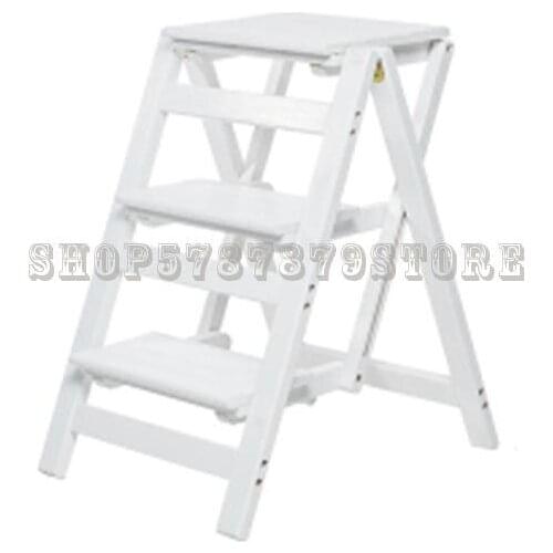 Solid Wood Household Multi-functional Folding Ladder Creative Stair Chair Bench Indoor Multi-purpose Mobile Climbing Ladder Smal