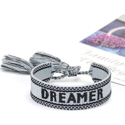 Fashion Fabric Bracelet Women Cotton Jewelry Rainbow Woven Embroidery Bracelet Woven Bangle Tassel Lace-up Bracelet