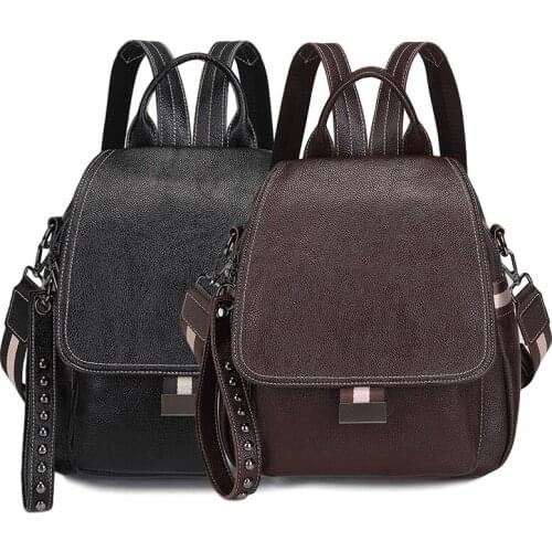 Fashion Multifunctional Backpack Female 2020 Large Capacity Soft Leather Ladies Anti-theft Travel Bag Casual Women Shoulder Bags