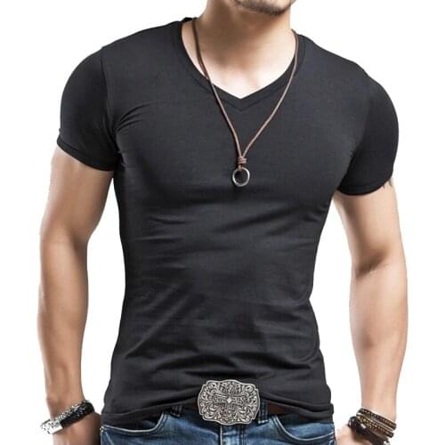 Mens Tops Tees 2017 summer new cotton v neck short sleeve t shirts men fashion trends fitness tshirt free shipping