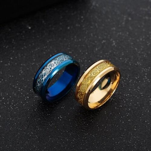 2021 Trend Classic Two-Tone Men Ring Hip Hop Pattern Basic Ring Birthday Party Gift High-Quality Accessories