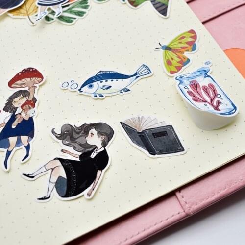 42pcs Kawaii Girl sticker Notebook decoration adhesive /Planner stationery Free shipping stickers journal