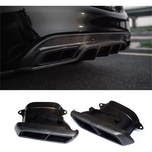 1Pair Carbon Fiber Black Exhaust Tips Muffler For Benz W176 W205 W212 GLE/C-Class C180 C200 C260 C63 AMG Quad Outlet Exhaust