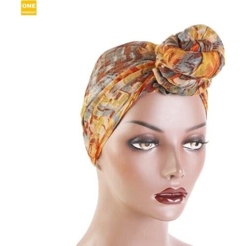 New Women Headwrap All Size Bandana Headwear Ladies Multicolor Hair Scarf Printed Knot voile Turban Silky African Pattern Hat