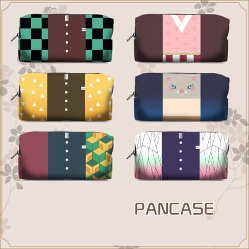 Demon Slayer Kimetsu No Yaiba Kamado Tanjirou Nezuko Zenitsu Inosuke Printed Zipper Pencilcase Pen Bag Storage Pouch Stationery