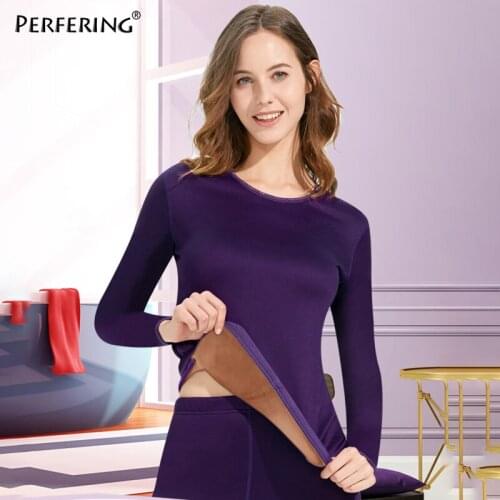 Perfering Plus Size M-6XL Thermal Underwear Long Sleeves Women Long Johns Thick Thermo Clothing Ladies Pajama Slim Shaper Female