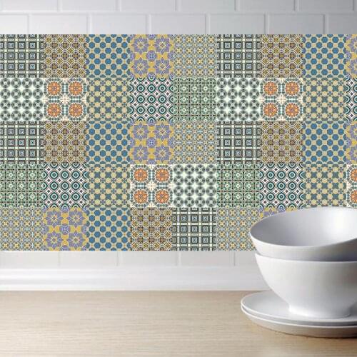 Moroccan Tile stickers Waterproof Bathroom Kitchen Sticker Self-adhesive Home Decoration TV Sofa Wall Art Mural