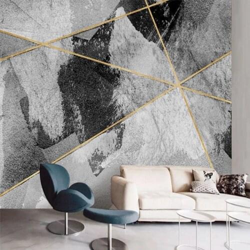Custom 3D Mural Modern Creative Geometric Gold Line Black White Wallpaper Relief Living Room Bedroom TV Sofa Background Wall Art