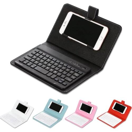 Portable PU Leather Keyboard Cover Case Phone Wireless Bluetooth-compatible Keyboard for Phone Pad Laptop клавиатура для телефна
