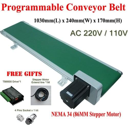 Programmable 1000mm Conveyor Belt Machine 1M Stainless Steel Belt Conveyor for Liquid Filler Spurt Code Printer Marking Machine