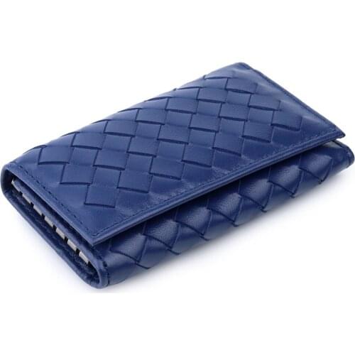 Dropshippiing Luxurious 100% Sheep Skin Key Holders New Arrivals Hand-made Knitting Style Key Pouch For Men Soft Key Wallet