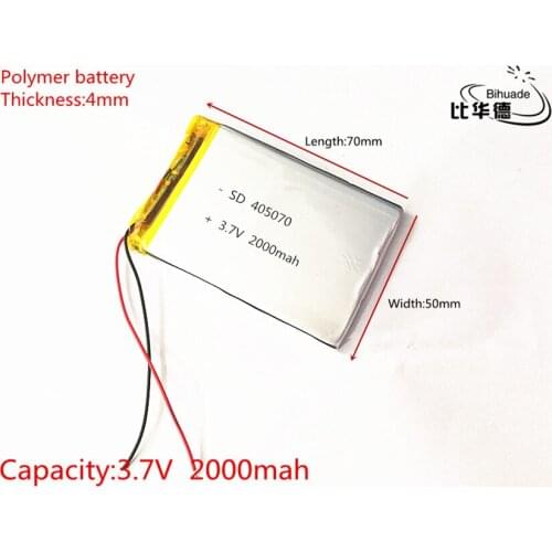 Size 405070 3.7V 2000mah Lithium polymer Battery with Protection Board For MP4 PSP