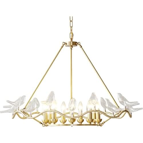 Replica Item Country Style Elegance Serpentine Dove Chandelier with Blown Glass Birds Lustre free shipping