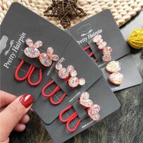 2PCS New Cute Cartoon Rabbit Love Princess Headwear Kids Elastic Hair Bands Children Ropes Girls Accessories Baby Headdress