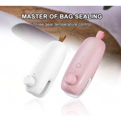 Handheld Heat Seal Rechargeable 3-Heat Snack Bag Sealer 2-in-1 Fast Re-sealer with a Blade Thermal Sealer