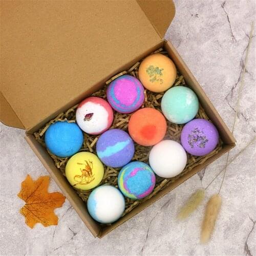 12pcs Bath Bombs Set Multi-flavor Flowers Essential Oil Bathing Ball Sea Salt Scrub Bubbles Relax Body Women Wedding Gift 60g