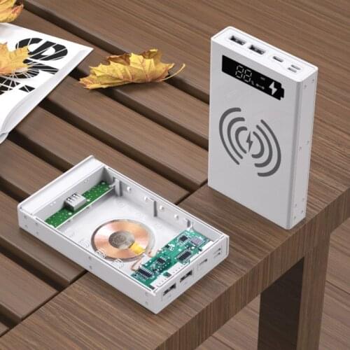 Spliced Combined Wireless Charging LCD Display DIY 18650 Battery Case Power Bank Shell Portable External Box without Battery Pow