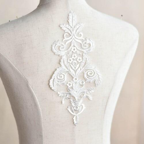 Wedding dress, handmade DIY flower material, embroidery lace accessories, gloves, jeans, decorative patches, patches, white