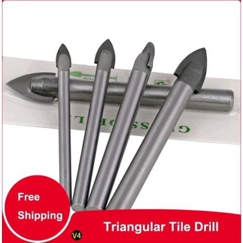 Triangular Tile Drill Triangular Alloy Tile Ceramic Glass Drill Hole Bit Drilling Triangle Bit 3-4-6-8-10-12-16mm