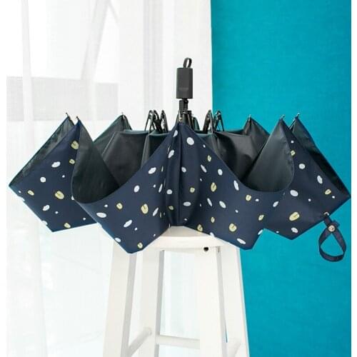 Three fold umbrella women folding rain and sun dual-use umbrella small fresh sun umbrella vinyl sun umbrella sunscreen