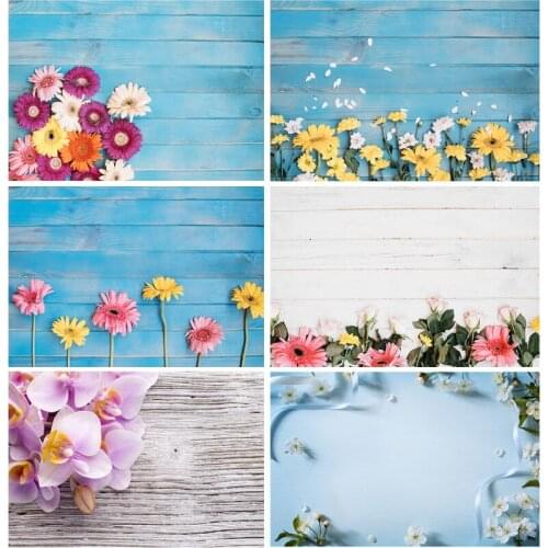 Vinyl Custom Photography Backdrops Flower and wood Planks Theme Photography Background DST-1012
