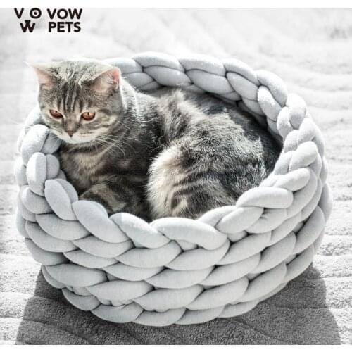 VOW Warm Pet Cat Nest Dog Bed Manual Pet Dog Sofa Cat Nestfor Small Medium Dogs Cats Sofa Soft Warm Pet Bed House Round Washable