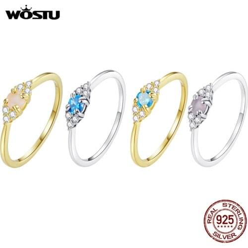 WOSTU Hot Sale 925 Sterling Silver Love Forever Ring Shining Zircon Finger Ring For Women Simple Silver Jewelry CQR534