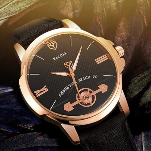 YAZOLE Fashion Casual Business Men Watch Rose-gold Case Water Resistant Luminous Function Quartz Movement Relogio Masculino 365
