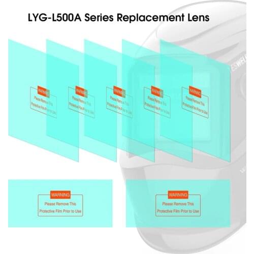 YESWELDER 5 Pcs Large Viewing Screen Outer Replacement Lens and 2 pcs Inner Replacement Lens for LYG-L500A Series Welding Helmet