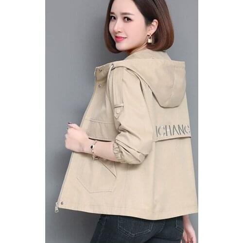 Women Jacket 2021 New Autumn Hooded Windbreaker Female Jackets Long Sleeve Casual Basic Coat Loose Outwear Top Plus Size 3XL