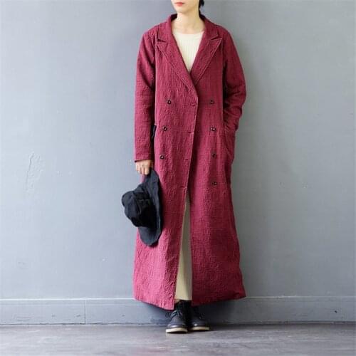 SCUWLINEN 2019 Spring Autumn Jacket Women Jacquard Turn Down Collar Long Linen Jacket S462