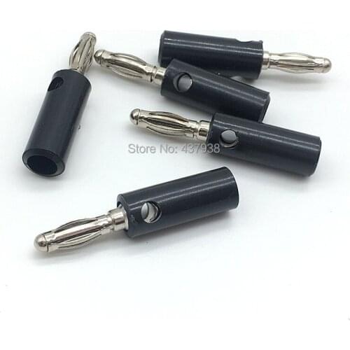 100pcs 4mm Banana Plug Connector Jack Screw-type Banana Head Black Color Nickel-plated Plastic Lantern Plugs