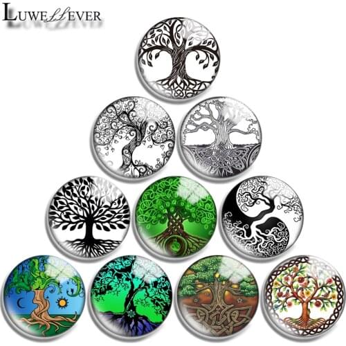 12mm 14mm 16mm 20mm 25mm 30mm 714 Tree Of Life Mix Round Glass Cabochon Jewelry Finding 18mm Snap Button Charm Bracelet