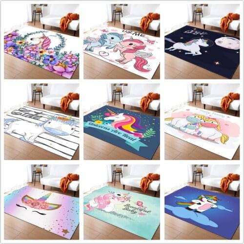 17 Styles Unicorn 3D Printed Child Carpets For Living Room Bedroom Decor Carpet Kids Room Play Soft Rug Baby Crawl Antiskid Mats