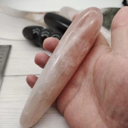18cm 100% natural pink rose quartz crystal wand healing crystal gemstone yoni massage stick as gift