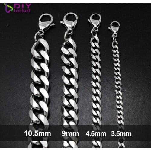 316 Stainless Steel Chain Bracelet Punk Link Chain Men Bracelet DIY Jewelry LSSB04