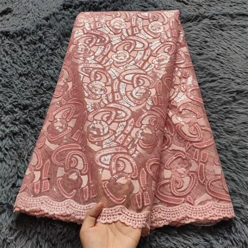 African Net Lace Fabric With Sequins 2021 High Quality French Tulle Lace Nigeria Guipure Material For Wedding Dress JL068