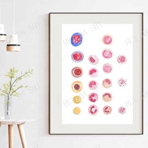 Blood Cell Art, Hematology Art, Erythrocytes, Granulocytes, Medical Laboratory Art, Science Art, Med Tech Gift, Biology