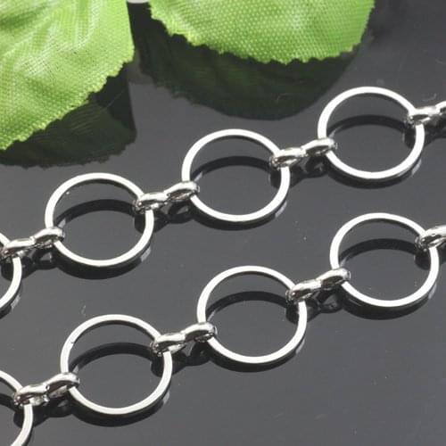 Free shipping!!!! 20m/lot 12mm circle dull silver tone chain findings