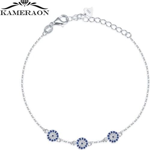Genuine 925 Sterling Silver Bracelet for Women Lucky Blue Stone Zirconia Evil Eye Stone Jewelry Turkey Luxury Anniversary Gift