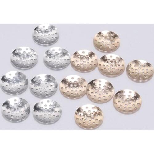 50pcs 14 16 18 20 25mm Metal Disk Shell Flower Cabochon Bezel Round Base Brooches Bouquet Beading For DIY Jewelry Making Finding