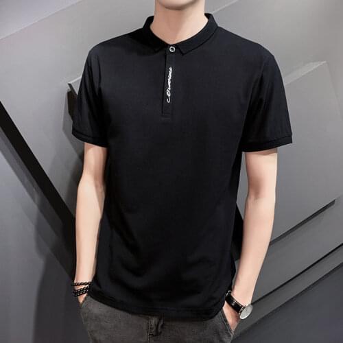 BROWON New Summer 2020 Mens T-shirt Short Sleeve Solid Color Tshirt Slim Casual Turn-down Color Tshirt Mens Clothing