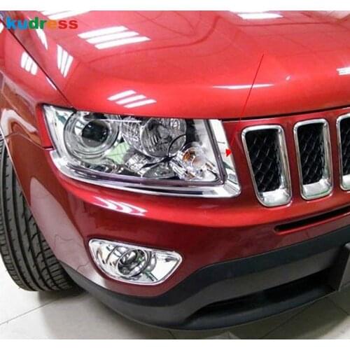 For JEEP Compass Hatchback 2011 2012 2013 2014 2015 Chrome Headlight Eyelid Cover Trim Head Light Lamp Strip Car Accessories