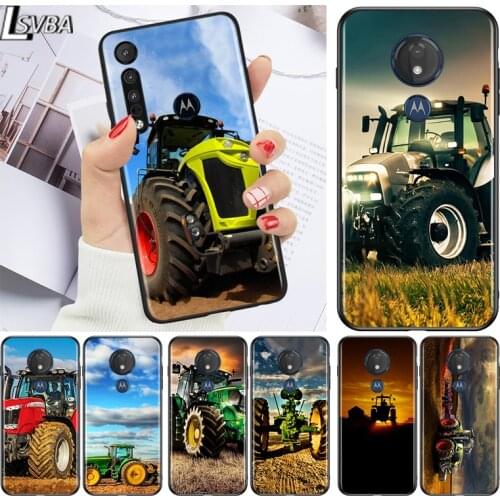 Farm Vehicle Tractor for Motorola G9 G8 G E7 E6 One Play Marco Hyper Fusion Stylus Power Edge Plus Black Phone Case